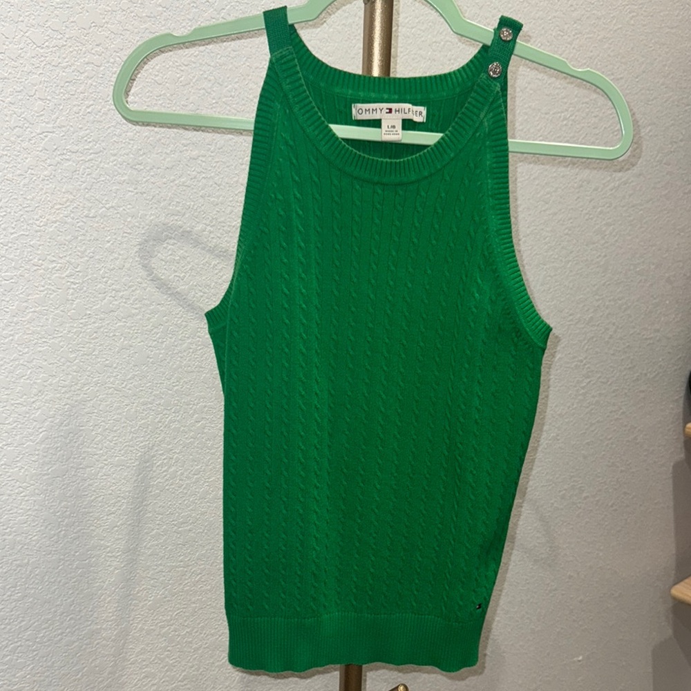 Tommy Hilfiger Green Cable Knit Tank Top – Women’s Large